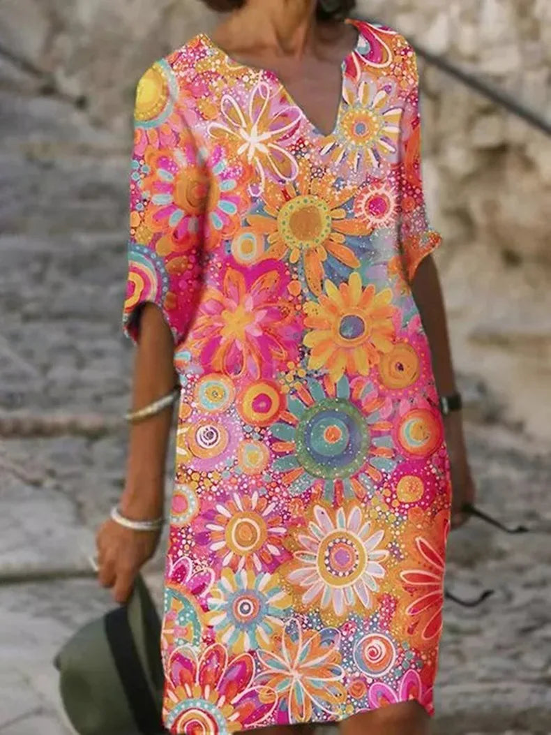 Damen Blumenkleid Sonnig Leicht Sommerlich