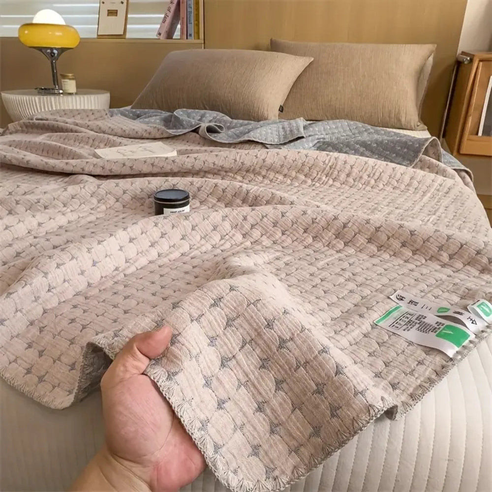 Matelassé Baumwolldecke Wende-Seersucker Optik Weiß