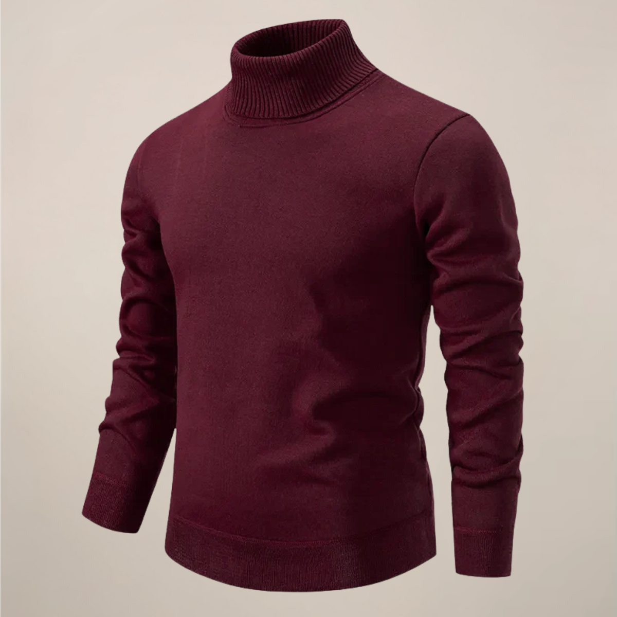 Herren Rollkragenpullover Frühling Merino Wolle Beige