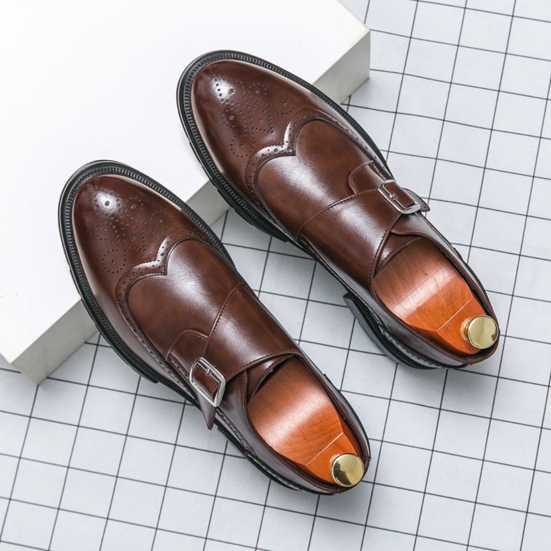 Herren Monk Strap Schuhe Lederoberfläche