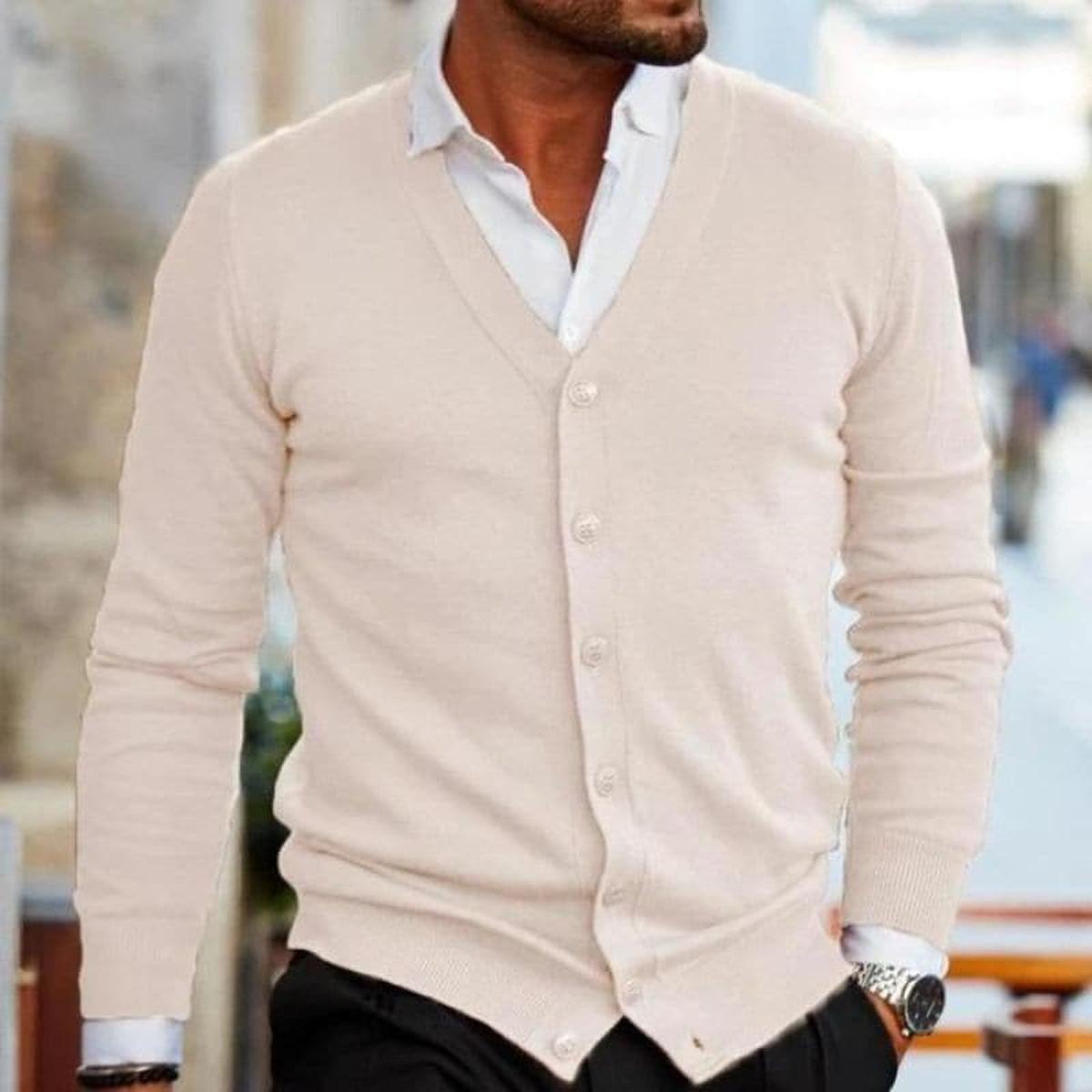 Herren Strickjacke Business-Casual V-Ausschnitt