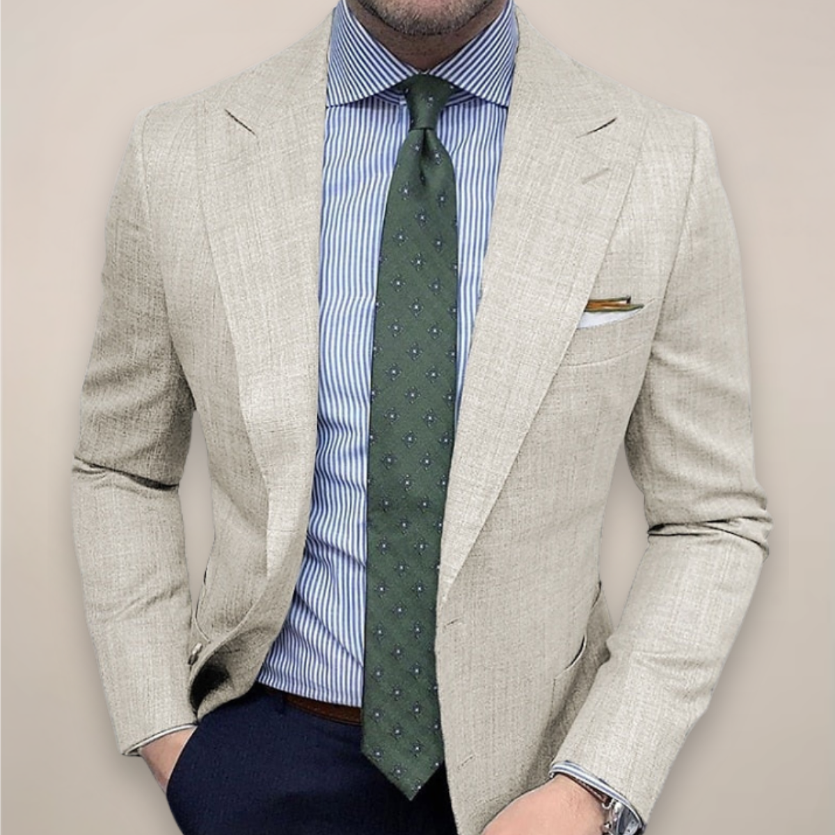 Herren Blazer Strukturierter Taillierter Beige