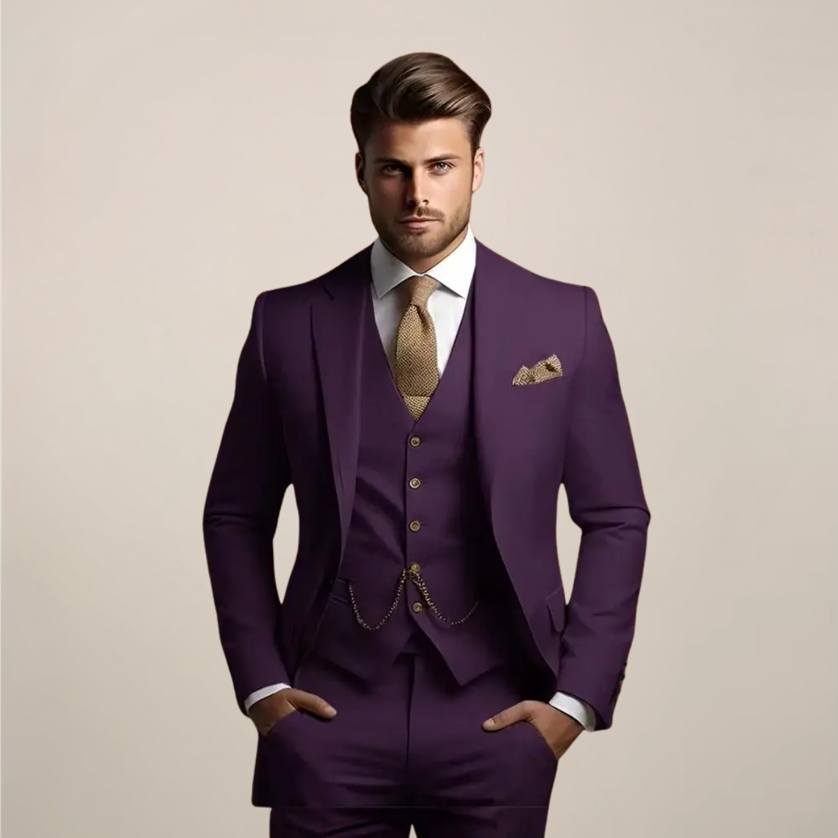 Herren 3-teiliger Anzug Formell