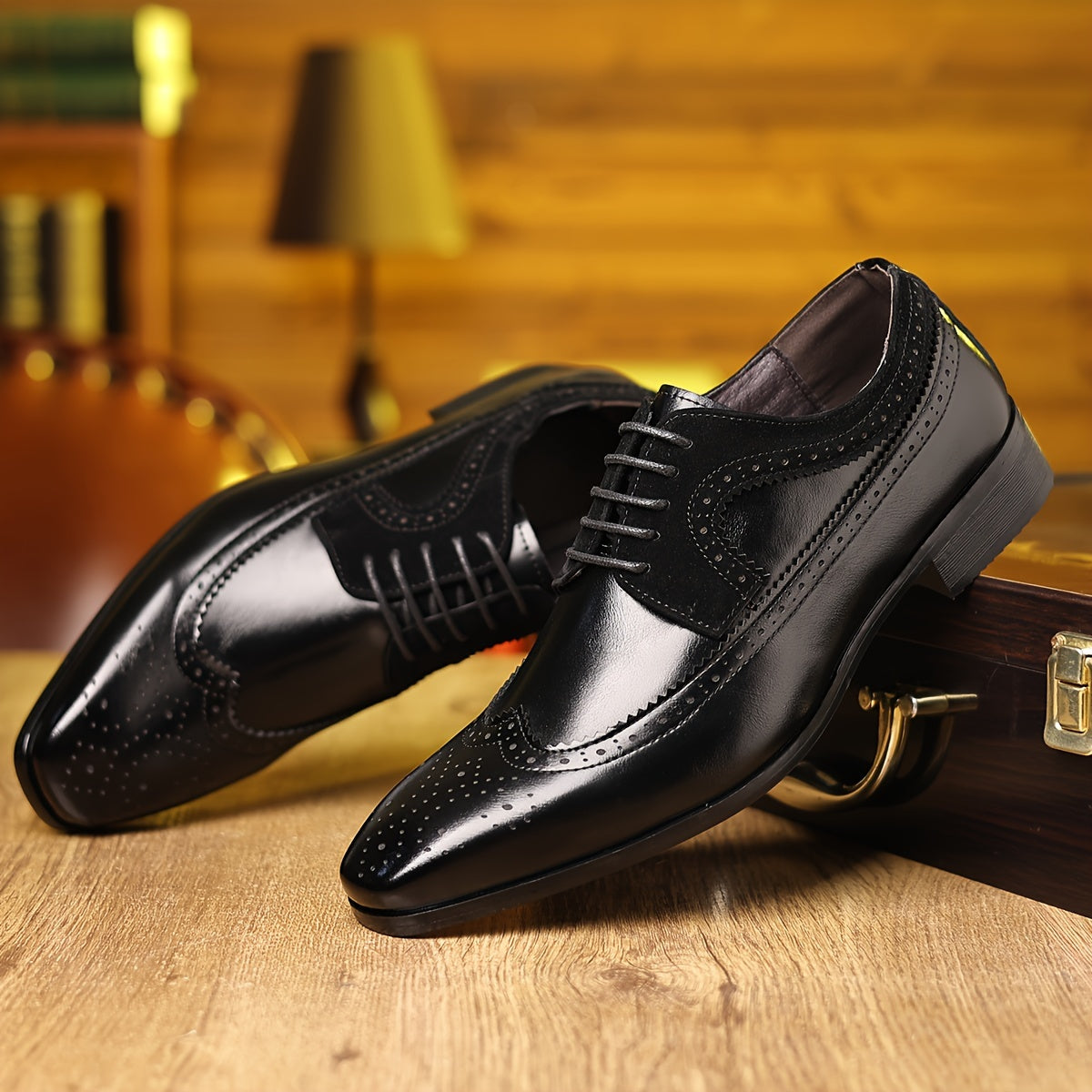 Herren Oxford Schuhe Brogue Flügelspitze Schnürsenkel Leder