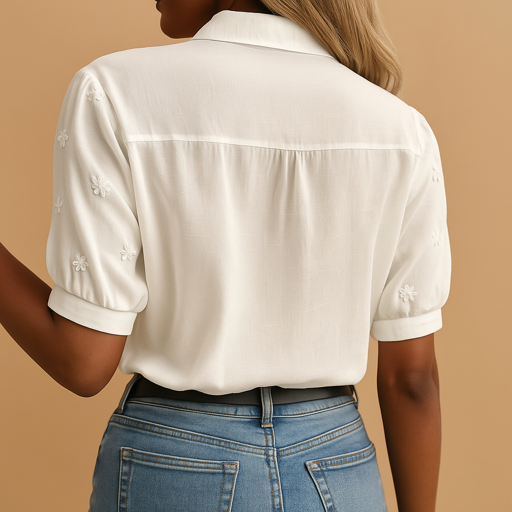 Damen Bluse Klassischer V-Ausschnitt