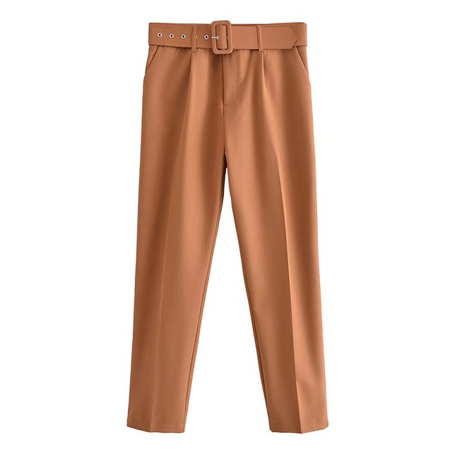 Damen Hochbundhose mit Gürtel und Taschen Lässig