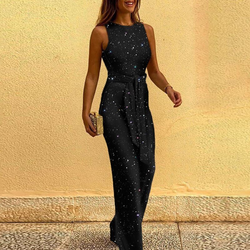 Bibi Damen Jumpsuit Pailletten Eleganz