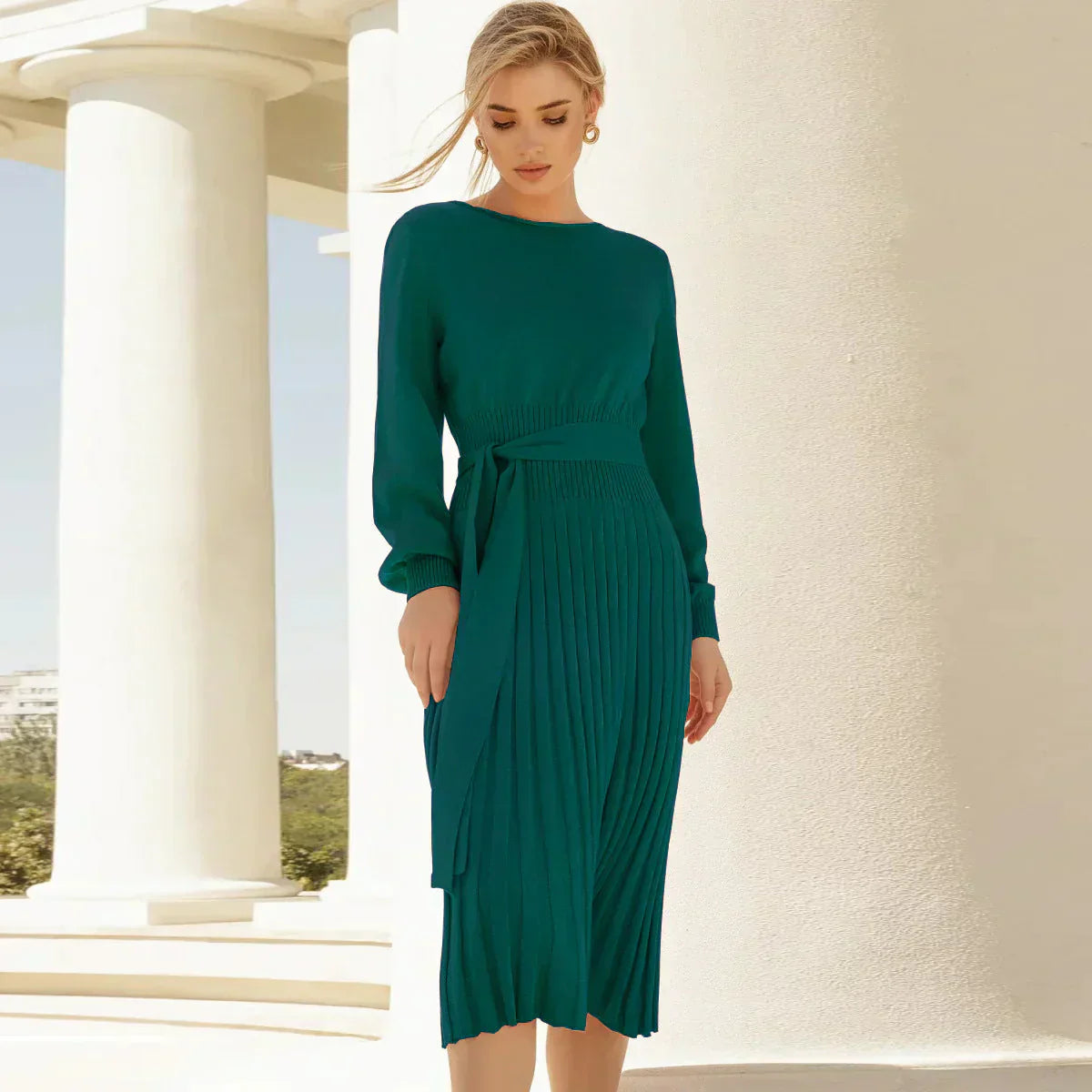 Damen Strickkleid Vielseitig Lang