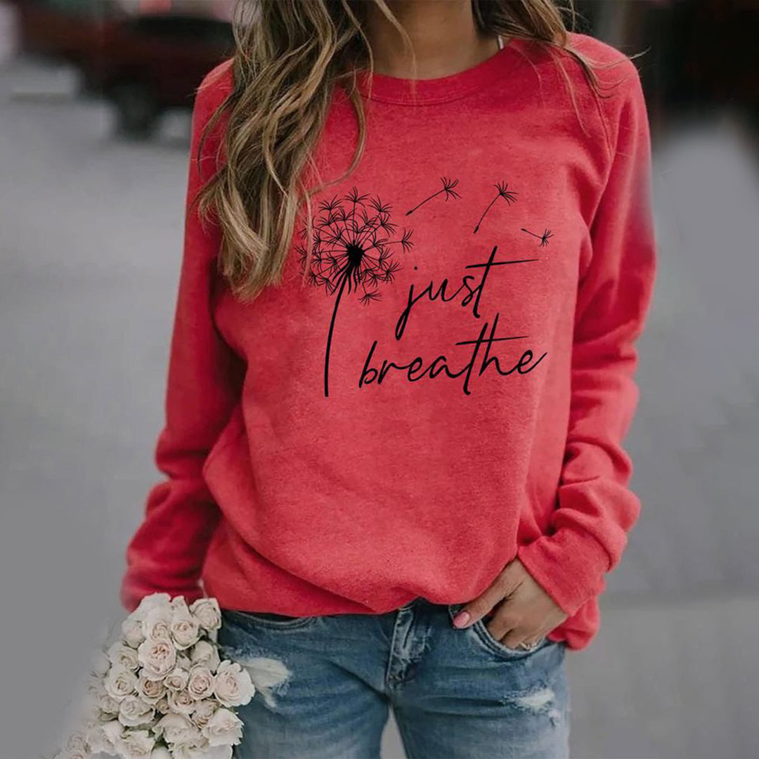 Damen Sweatshirt Rundhals Weicher Baumwollmix Grafikdruck