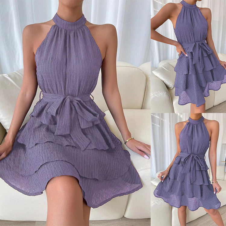 Neckholder-Rüschenkleid von Elarova (ärmellos)