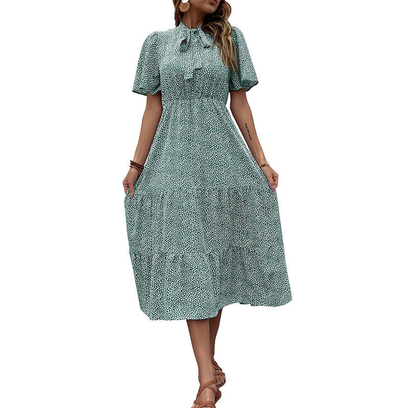 Damen Kleid Kurzärmelig Rüschen Design Norvielle