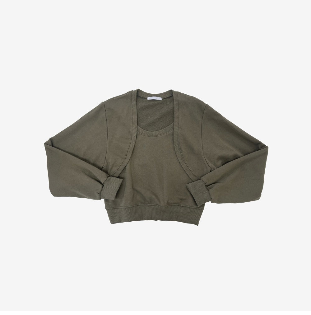 Damen Cropped Sweatjacke Weich Ärmel Norvielle