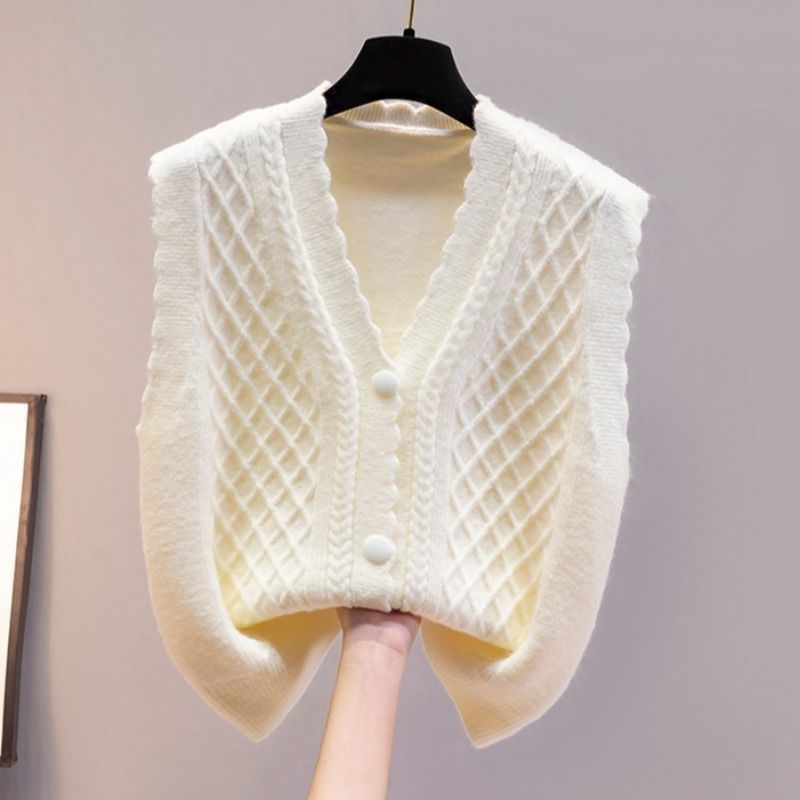 Damen Strickweste Zopfmuster Knopfdetails Norvielle