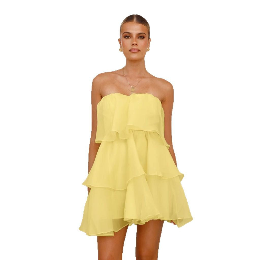 Damen Volantkleid Leichtes Chiffon Norvielle