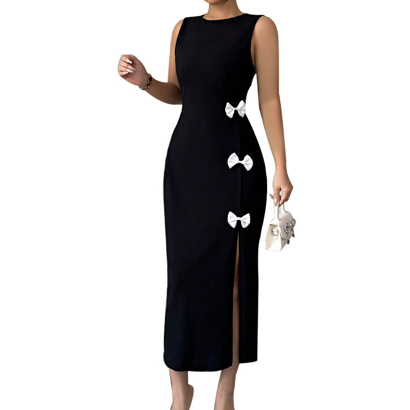Damen Maxikleid mit Schleifendetails und seitlichem Schlitz Norvielle