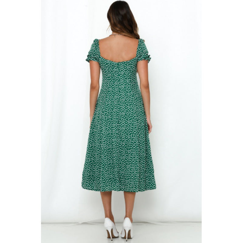Damen Midi-Kleid Blumenmuster mit seitlichem Schlitz