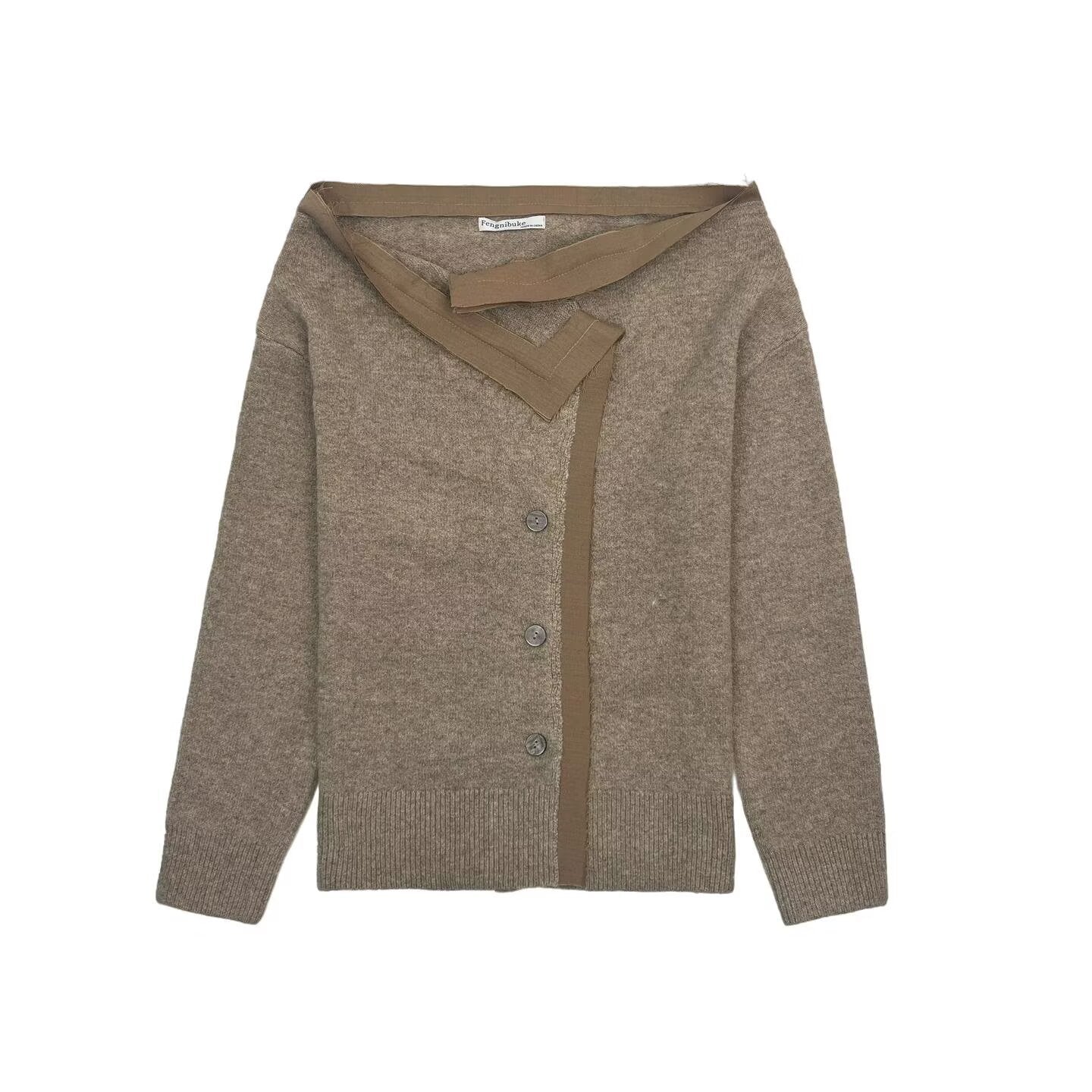 Damen Cardigan Kuschelweich Bindegürtel Beige