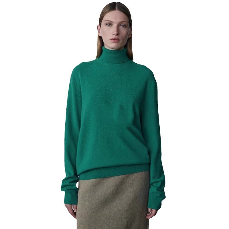 Damen Rollkragenpullover Wolle Gemütlich Beige