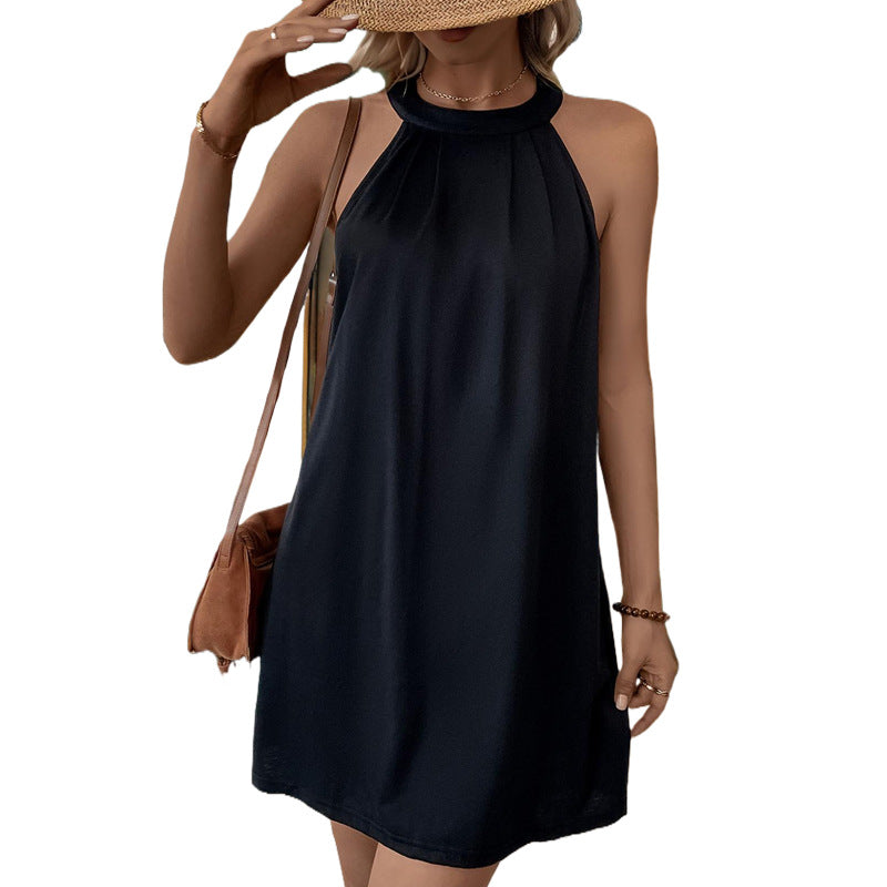 Damen Kurzkleid Hohler Kragen Lockerer Schnitt Norvielle