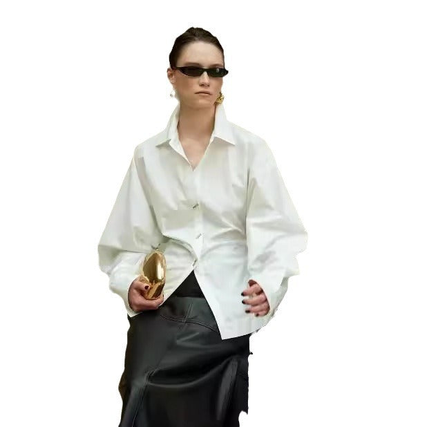 Damen Bluse Voluminöse Ärmel Raffinierte Knöpfe Norvielle