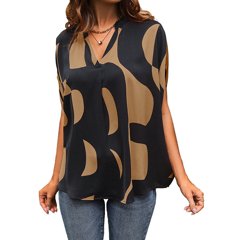 Damen Bluse Modernes Grafikdesign Locker Leicht Norvielle