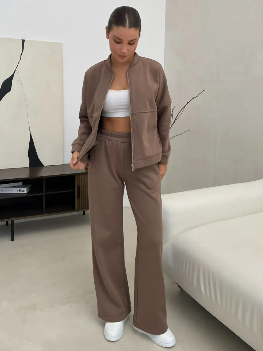 Damen Sportliches Lounge-Set Kuschelige Jacke Bequeme Hosen Norvielle