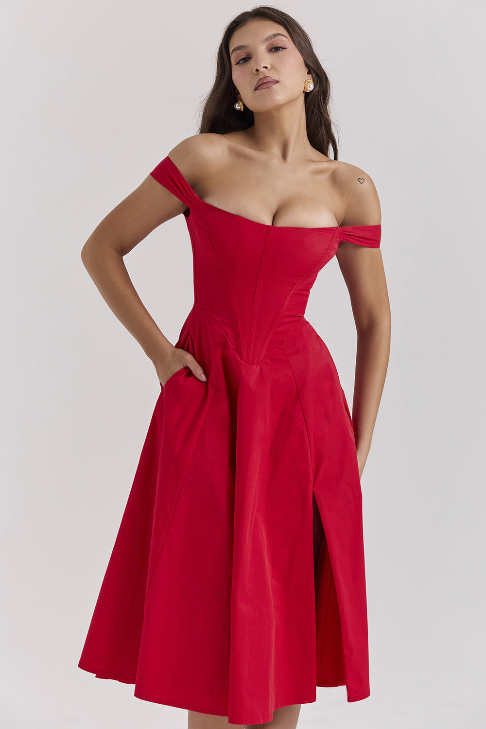 Damen Sommerkleid mit Blumenmuster und hoher Beinschlitze Norvielle