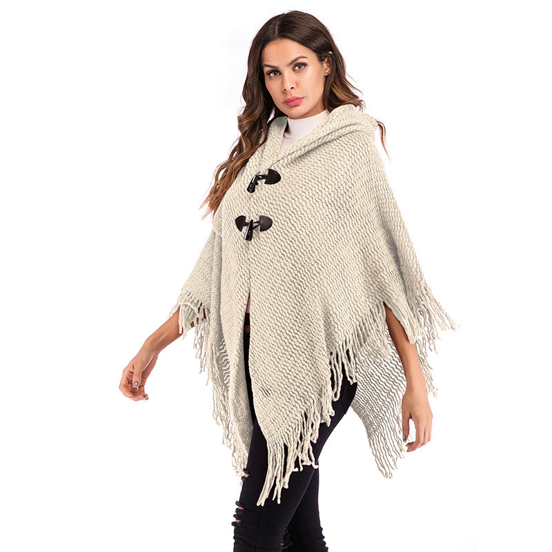 Damen Oversized Poncho Rollkragen Karomuster Norvielle