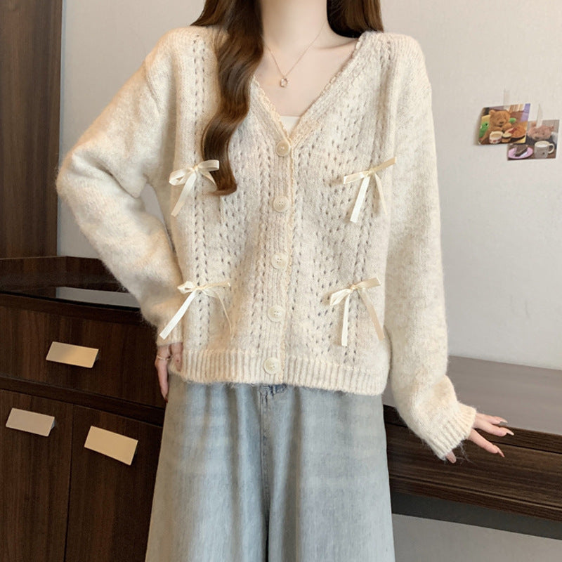 Damen Strickcardigan mit Schleifen Norvielle