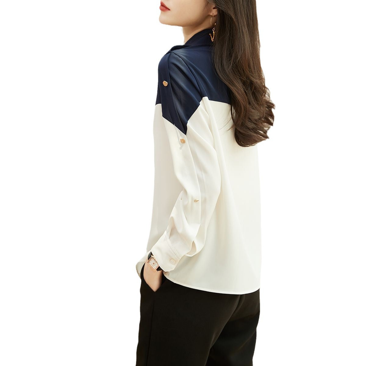 Damen Blusenshirt Farbblock-Design Norvielle