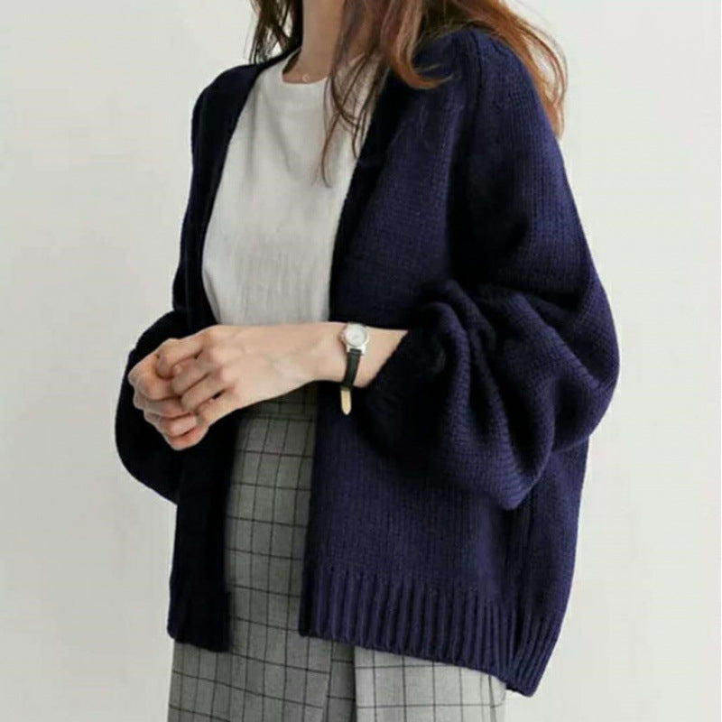 Damen Strickjacke Weite Ärmel Offener Schnitt Norvielle