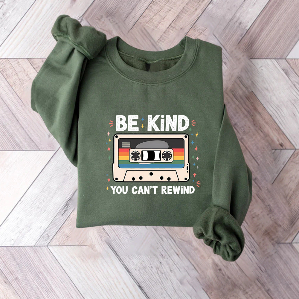 Damen Sweatshirt Vintage-Kassettenmotiv Weiß