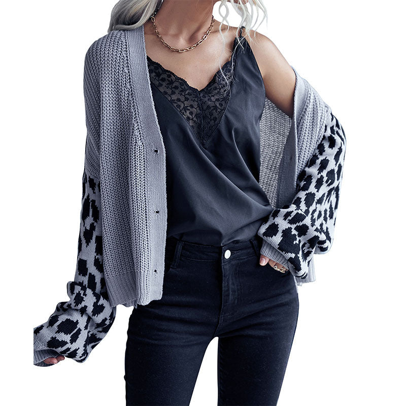 Damen Strickjacke Animalmuster Lässig Norvielle