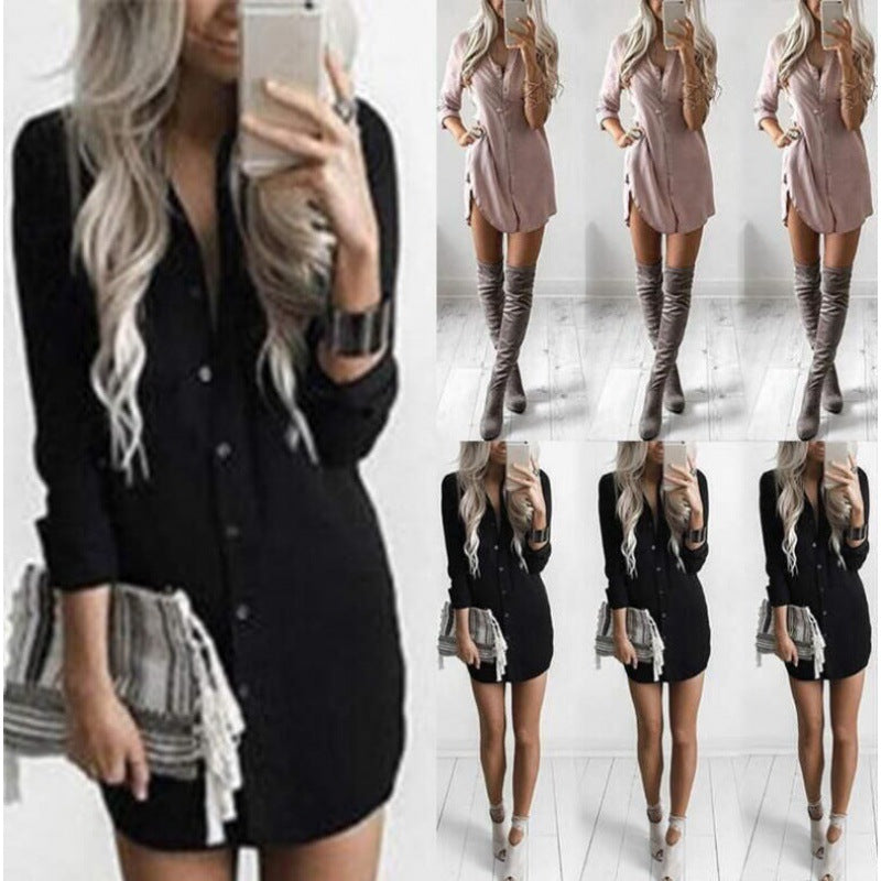 Damen Hemdblusenkleid mit Knöpfen und Taillenbindung Norvielle