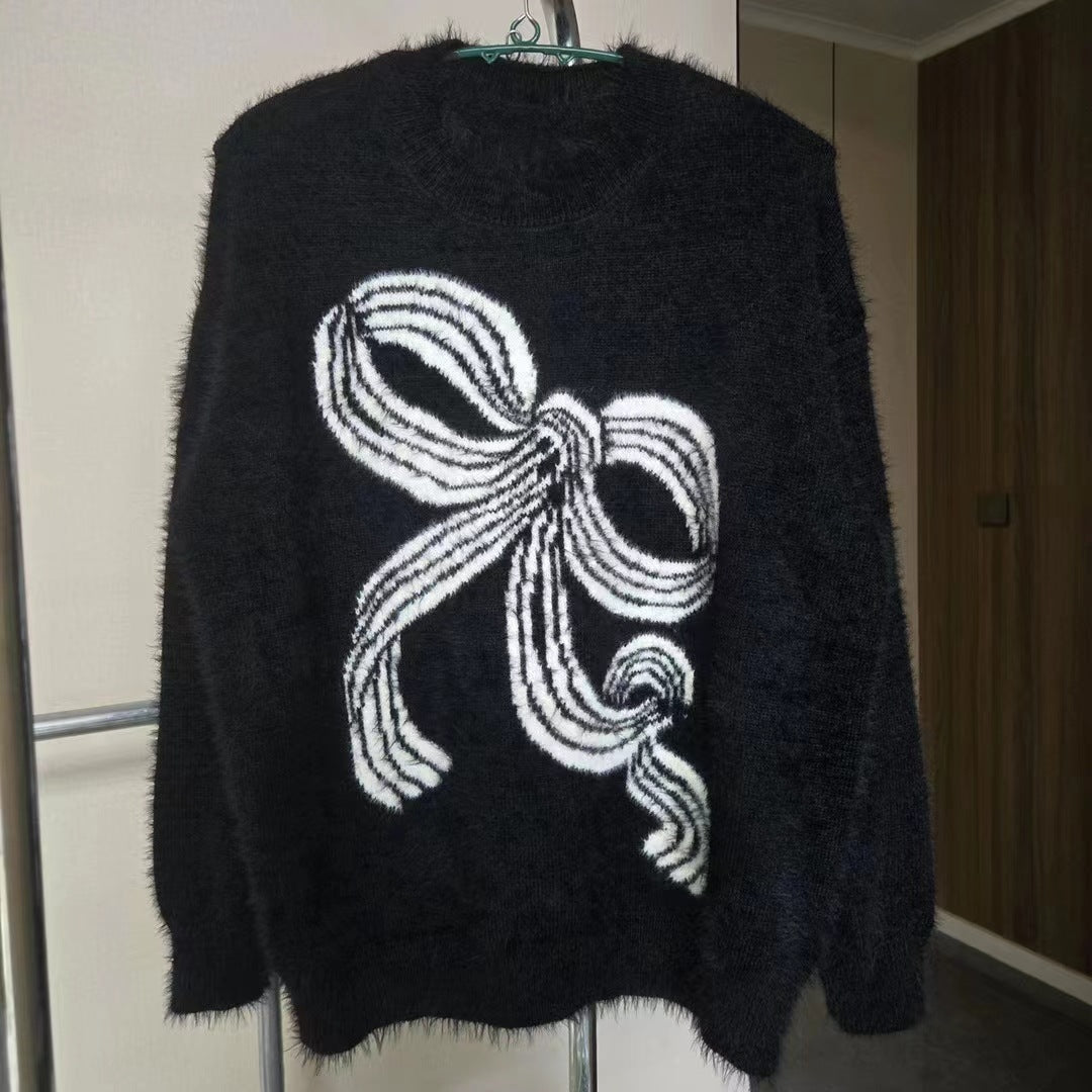 Damen Pullover Kuschelig Dekoratives Schleifenmuster Norvielle
