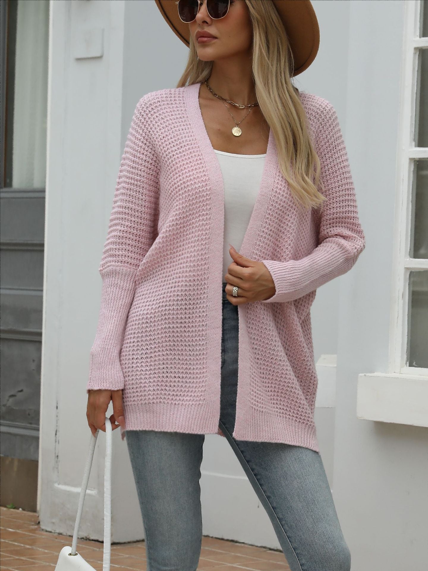 Damen Strickcardigan Offene Front Grobstrick