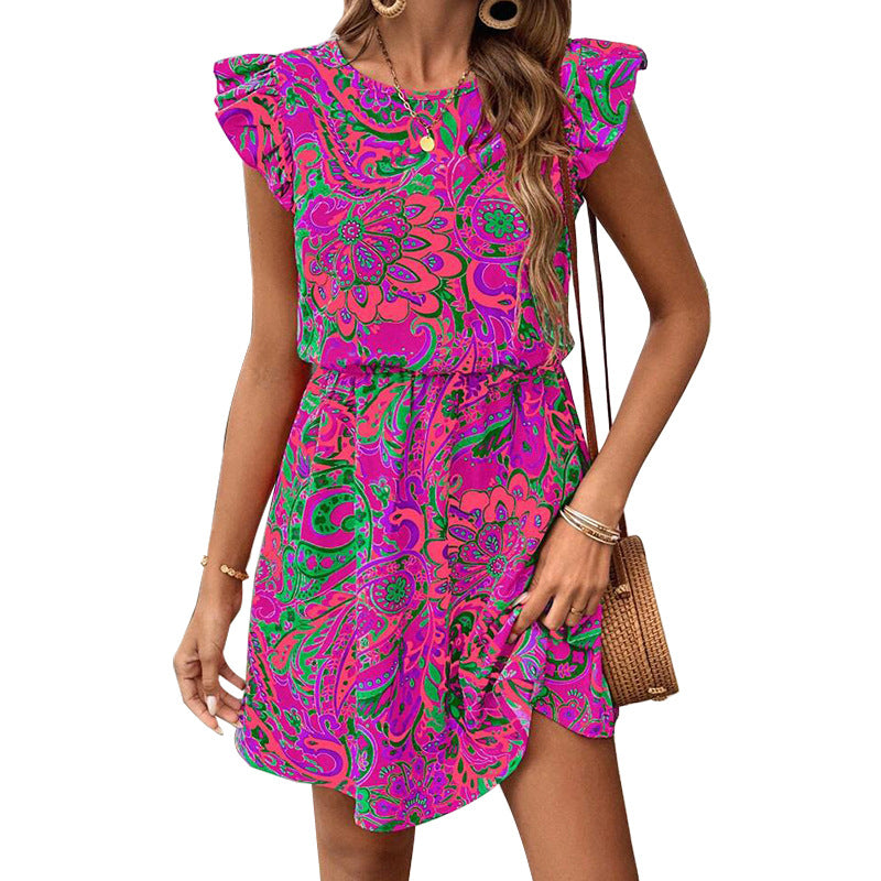 Damen Minikleid Rüschendetails Floralmuster Norvielle