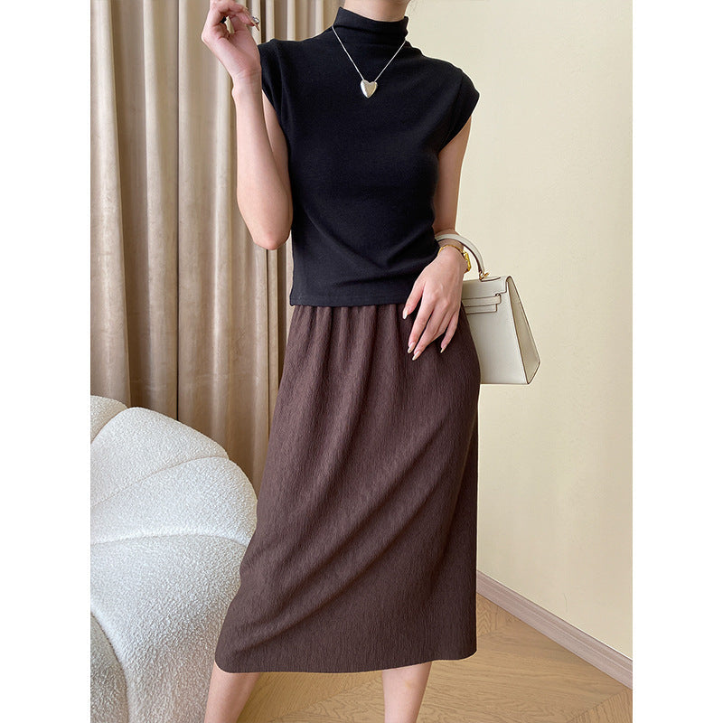 Damen T-Shirt Stehkragen Eleganter Saum Norvielle