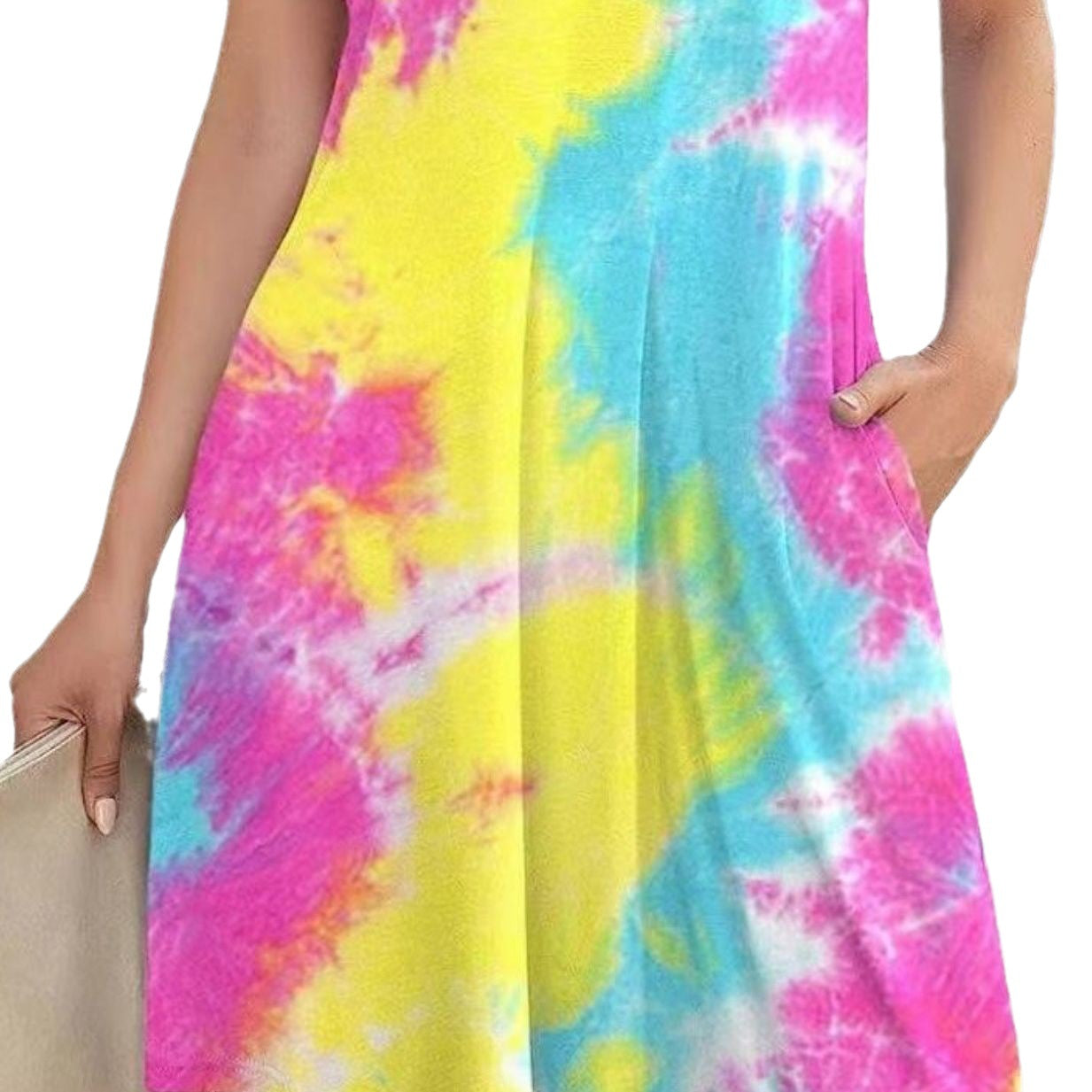 Damen T-Shirt-Kleid Modernes Tie-Dye-Design - Norvielle