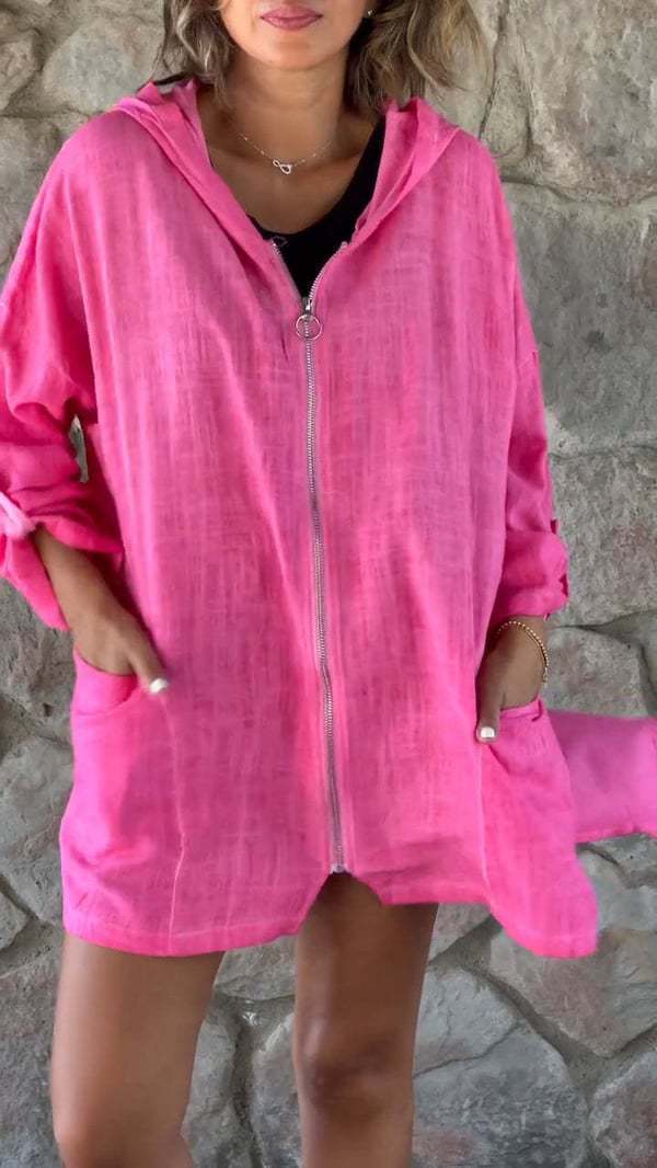 Damen Übergangsjacke mit Kapuze und Taschen Hochwertig Norvielle