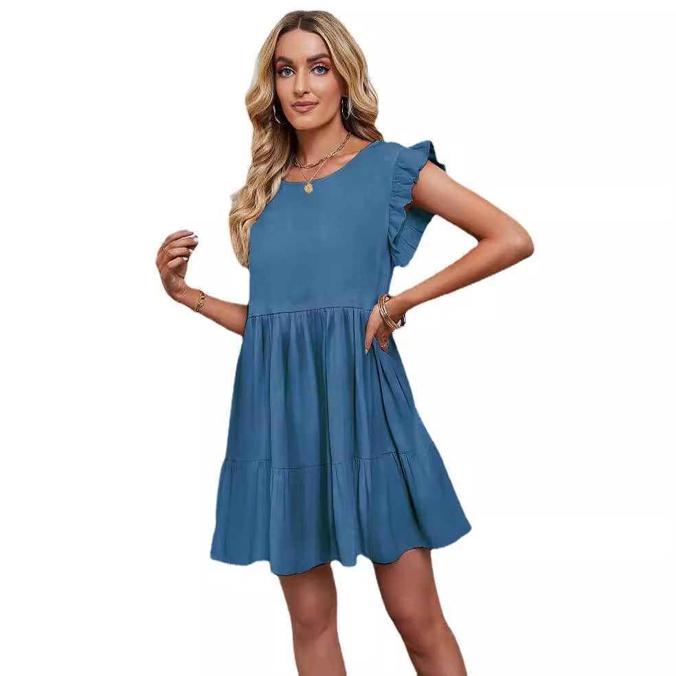 Damen A-Linien-Kleid Kurz Volant Norvielle