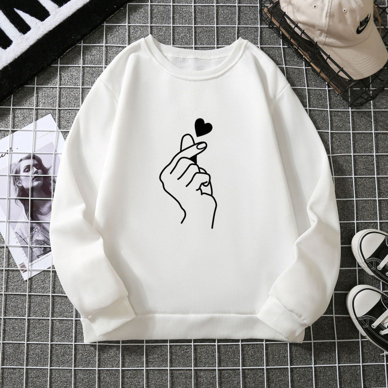 Damen Sweatshirt Weiches Innenfutter Handzeichen-Motiv Norvielle