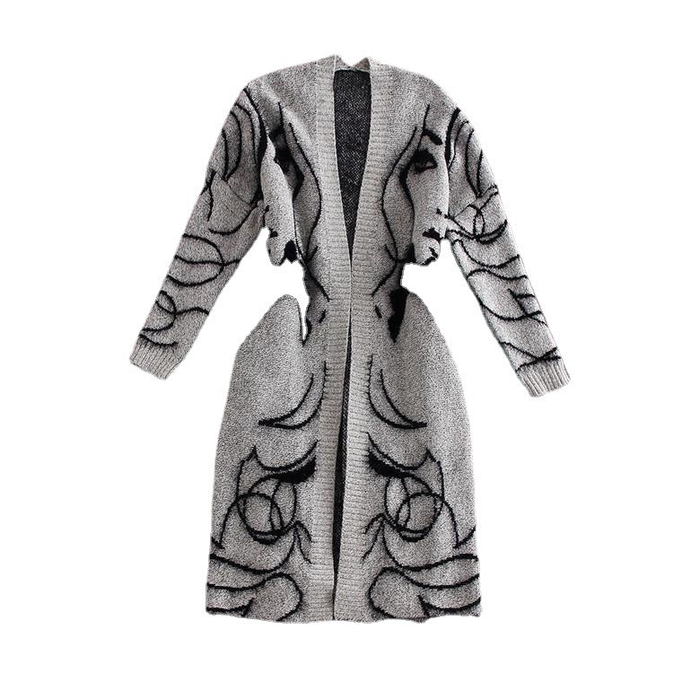 Damen Strickjacke Offenes Frontdesign Kreatives Motiv Norvielle