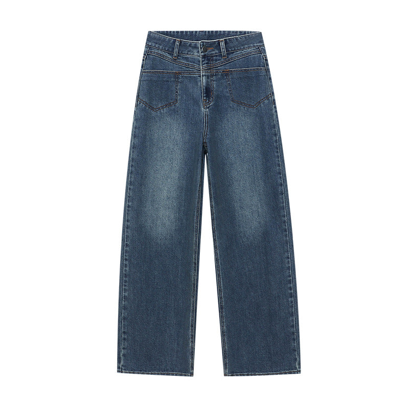 Damen High-Waist Jeans Weiter Schnitt Bequem Norvielle