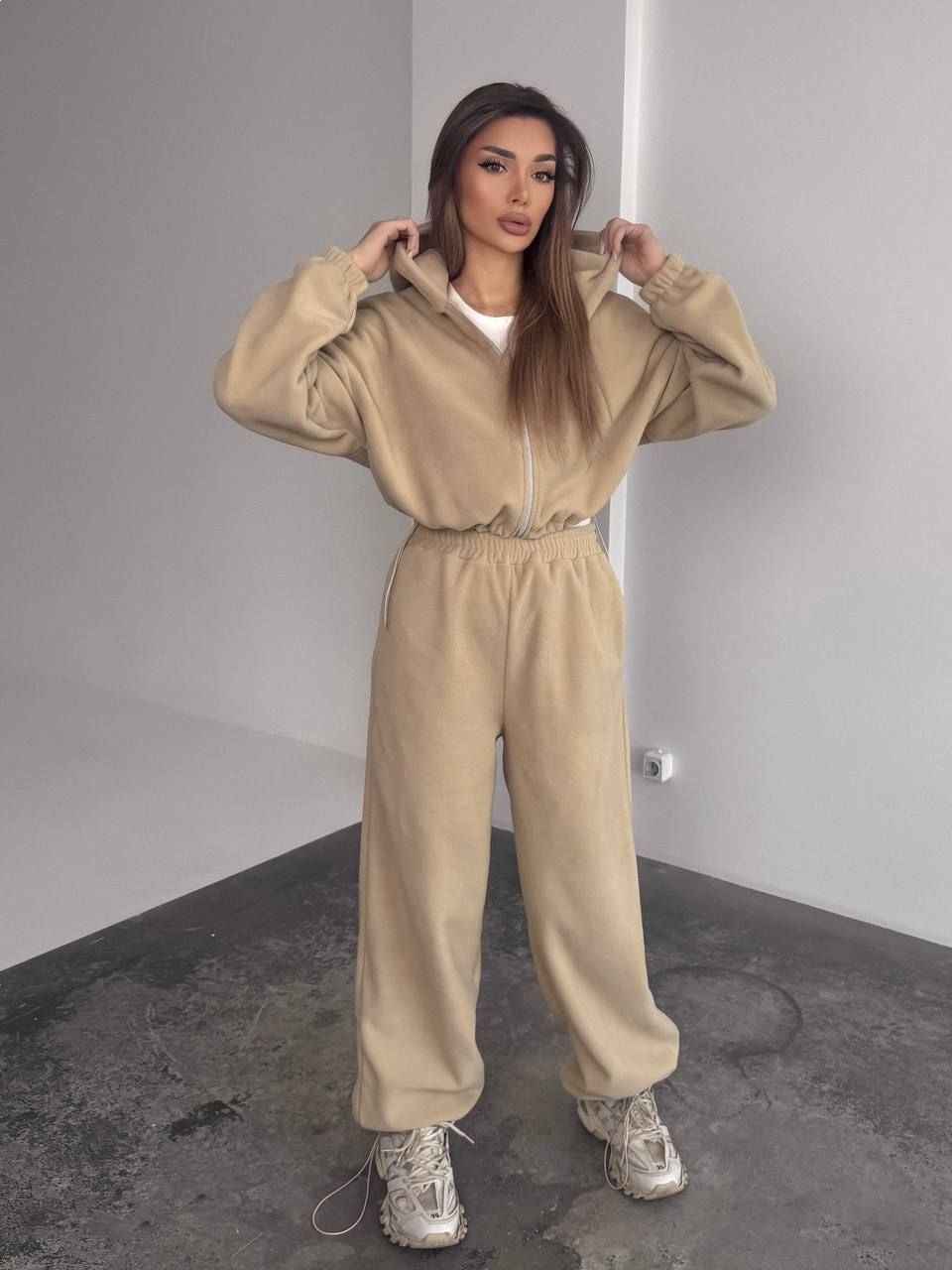 Damen Fleece Hoodie Jogginghose Set