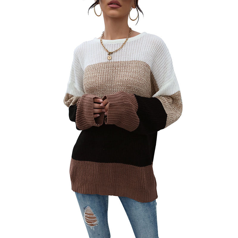 Damen Strickpullover Lässig Streifenmuster Norvielle