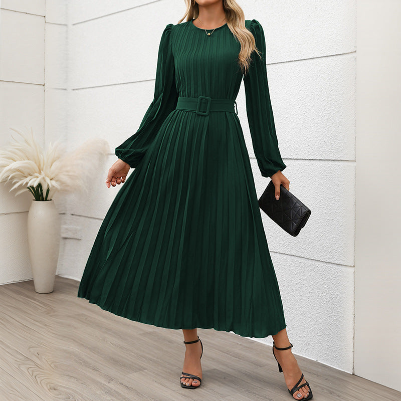 Damen Maxikleid mit Gürtel Tailliert Norvielle