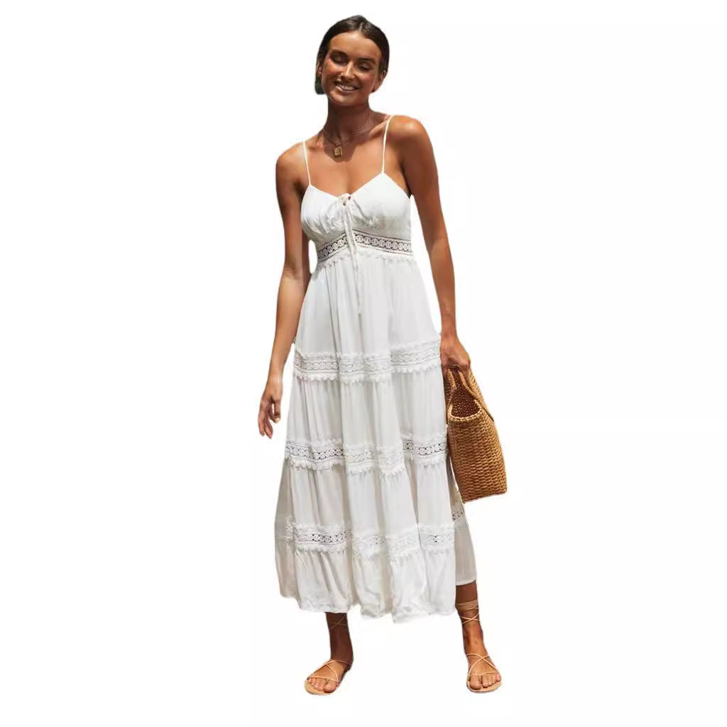 Damen Maxikleid mit Knoten und Rüschen Norvielle