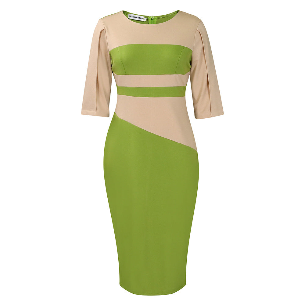 Damen Midi-Kleid Asymmetrisch ¾-Ärmel Norvielle