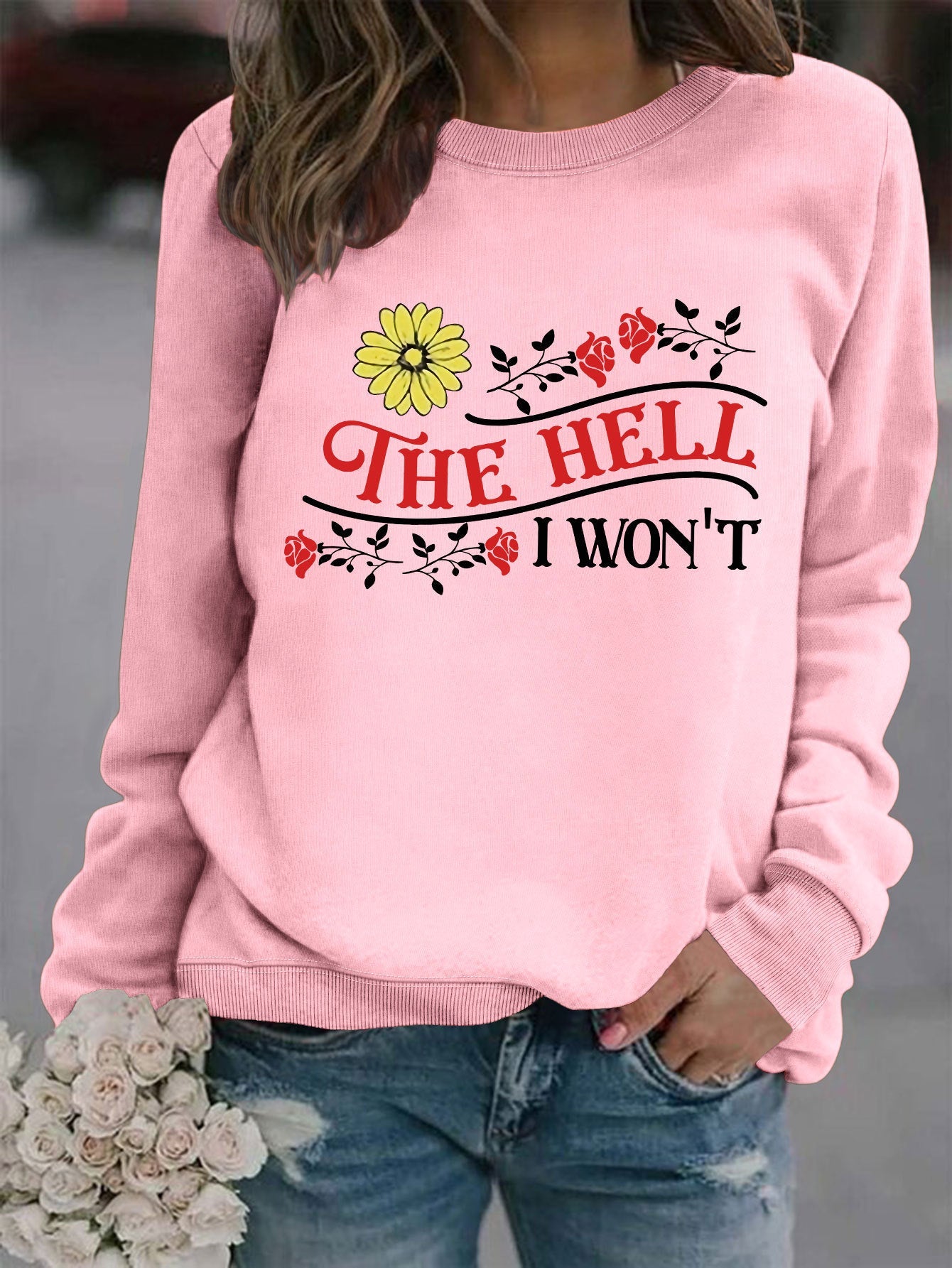 Damen Sweatshirt Verspielt Motiv Bequem Norvielle